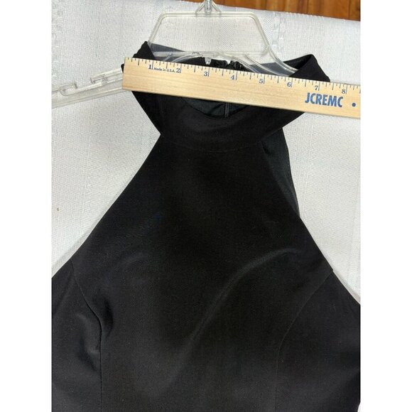 XSCAPE Size 4 Black Maxi Halter Dress With Beaded Side Panels   Sleeveless Forma - Picture 6 of 12